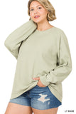 Zenana Cotton Raglan Sleeve Round Neck Pullover