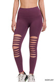 Zenana Athletic Knee Cut Out High Waisted Leggings
