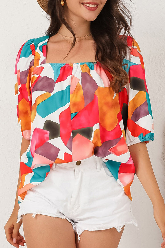 My Next Adventure Top - Regular - Square neck sbstract top