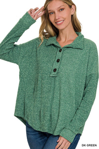 Zenana- HACCI COLLARED BUTTON SWEATER