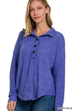 Zenana- HACCI COLLARED BUTTON SWEATER