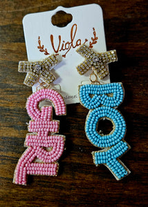 Gender Reveal Beaded Earrings