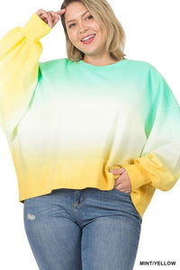 Zenana - Plus French Terry Dip Dyed Sweatshirt