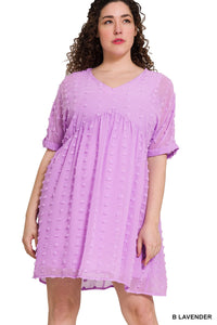Zenana-Curvy-Swiss Dot Vneck Dress