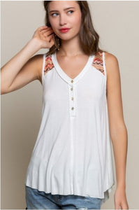 Pol - Off White Detailed Tank