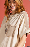 Easel - Khaki Mineral Wash Top
