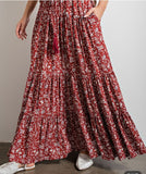Easel - Floral Print Maxi Skirt