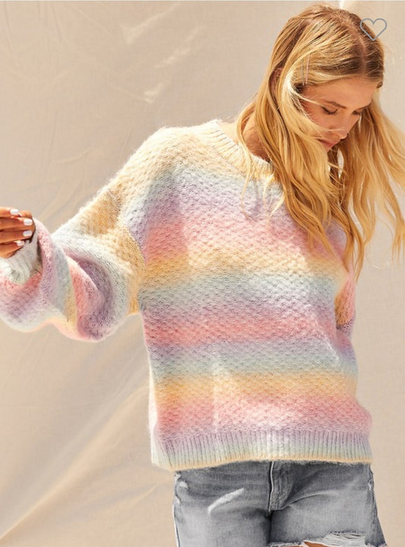 Anniewear - Multicolor Pastel Loose Fit Sweater