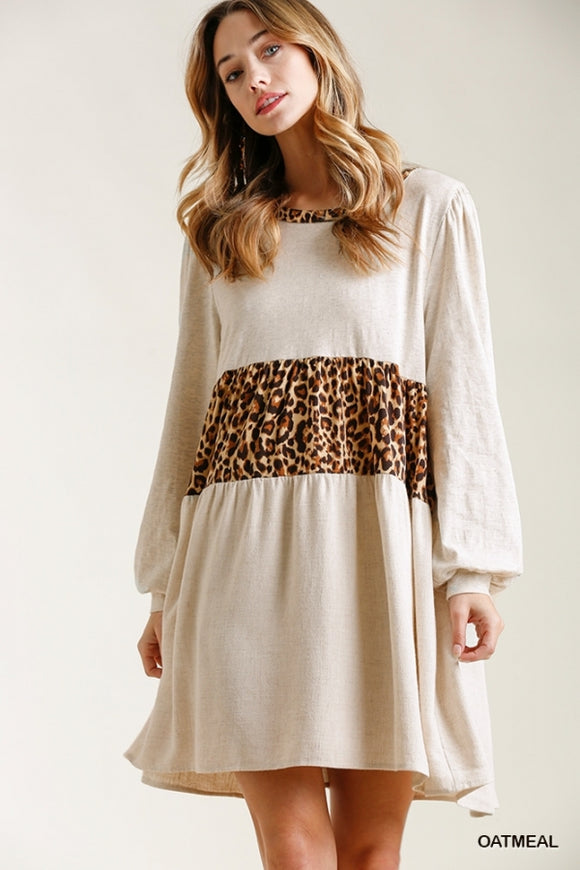 Umgee - Linen Blend Animal Print Dress