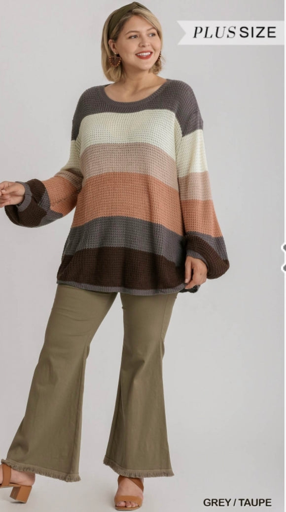 Umgee - Plus Striped Knit Sweater