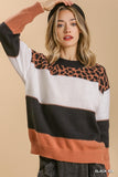 Umgee - Animal Print Detail Knitted Sweater