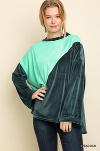 Umgee - Velvet Colorblock Sweater