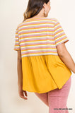 Umgee - Striped Ribbed Short Sleeve Top