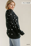 Umgee - Star Hand Stamped V-Neck Sweater - Plus